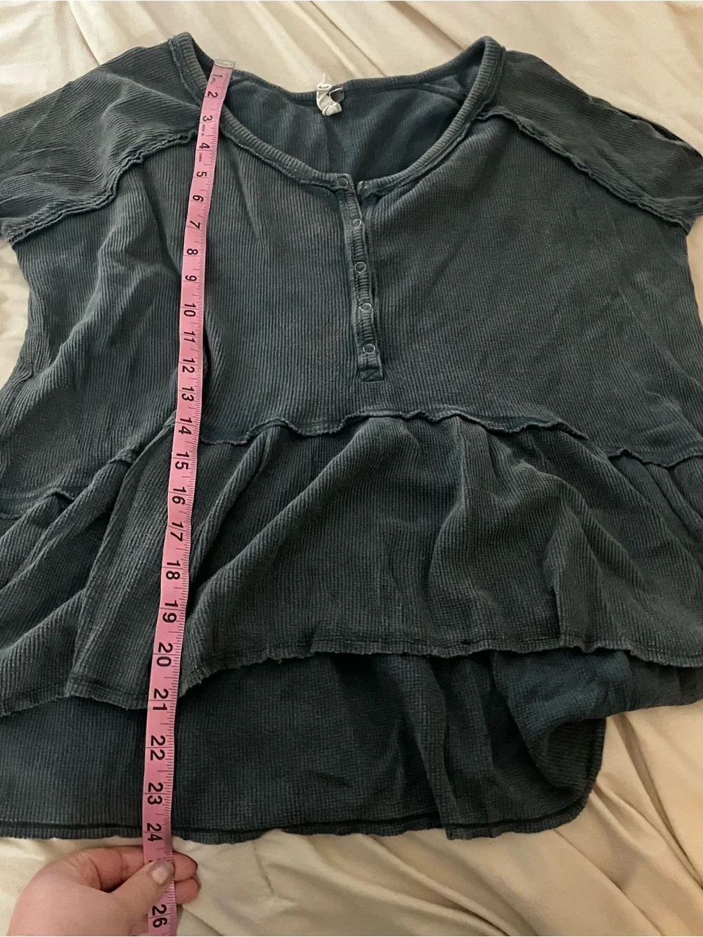 Free People We The Free Thermal Waffle Knit Henley Shirt Gray Women's Size XS - Picture 15 of 15